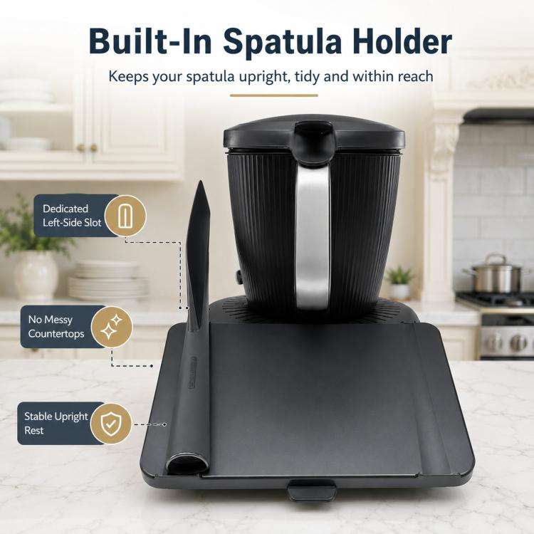 For Thermomix TM7 Protective Screen Cover with Spatula Holder Slot(Black)