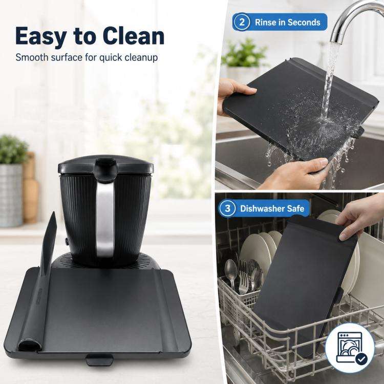 For Thermomix TM7 Protective Screen Cover with Spatula Holder Slot(Black)