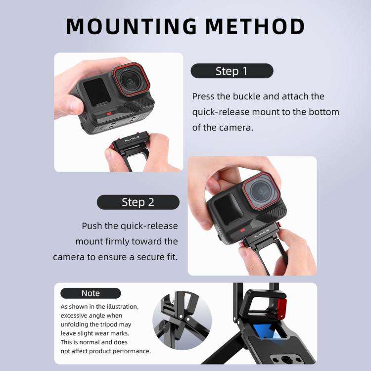 For Insta360 Ace / Ace Pro 2 / X5 Flymile Carabiner-Mounted Magnetic Quick-Release Tripod(Black)