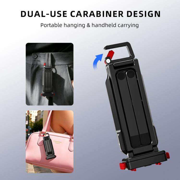For Insta360 Ace / Ace Pro 2 / X5 Flymile Carabiner-Mounted Magnetic Quick-Release Tripod(Black)