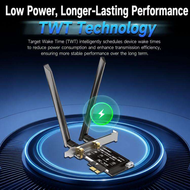 COMFAST CF-BE650 Tri-Band 6500Mbps WiFi 7 PCIe Card Bluetooth 5.4 Desktop Wireless Adapter