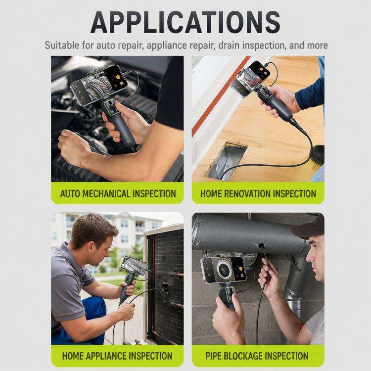ANYKIT AD100 360-Degree Rotatable Industrial Endoscope IP67 Waterproof HD Auto Repair Borescope, ...