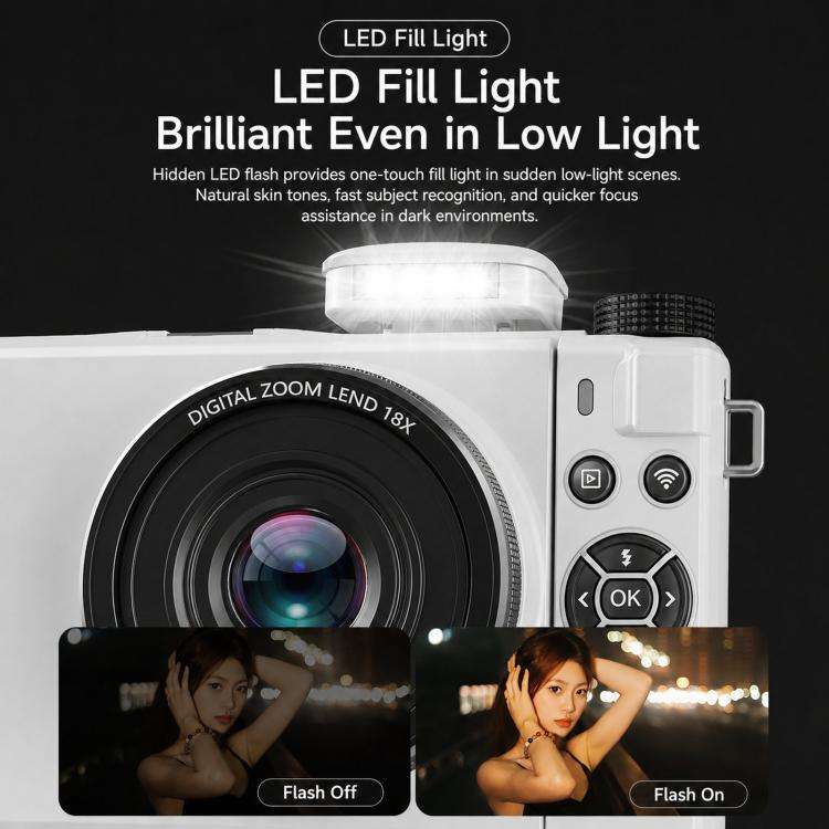 8K Digital Camera With 3.0 Inch IPS Screen 18X Zoom Auto Focus WiFi Micro Camera, Color: Pink 32G...