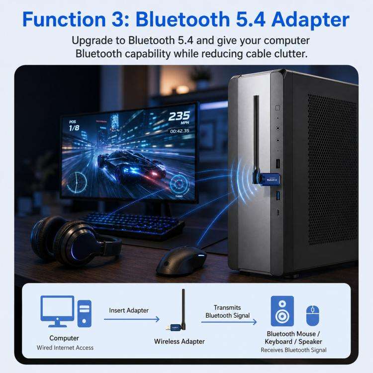 COMFAST CF-733BF WiFi 6 Bluetooth 5.4 USB Adapter AX900 Dual Band Wireless Network Card