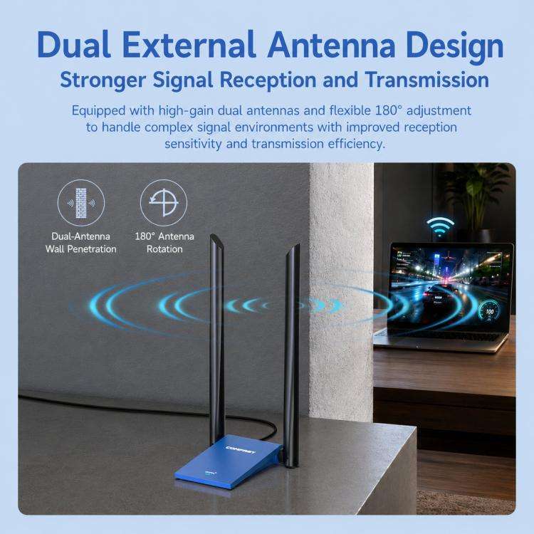 COMFAST CF-735BF WiFi 6 USB Adapter AX1800 Dual Band Wireless Network Card With Bluetooth 5.4