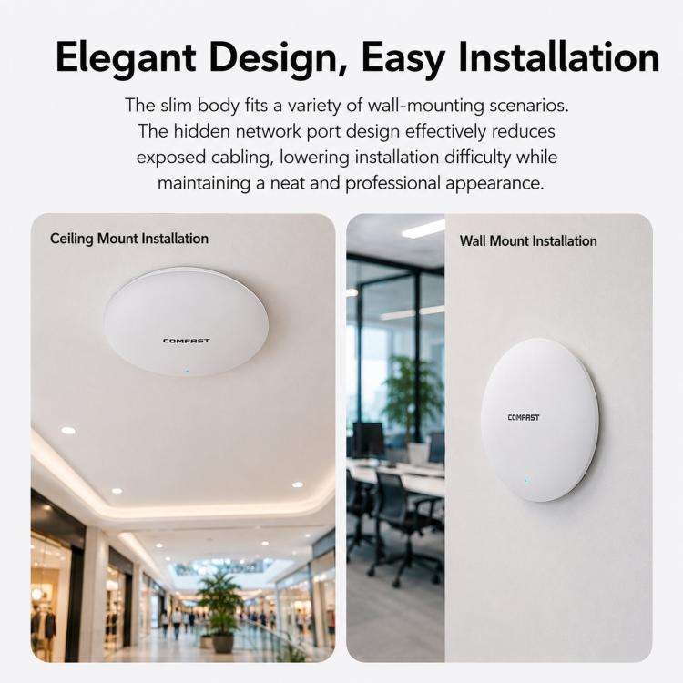 COMFAST CF-E373BE WiFi 7 BE3600 Ceiling Wireless Access Point With Dual 2.5G WAN/LAN Ports Dual B...