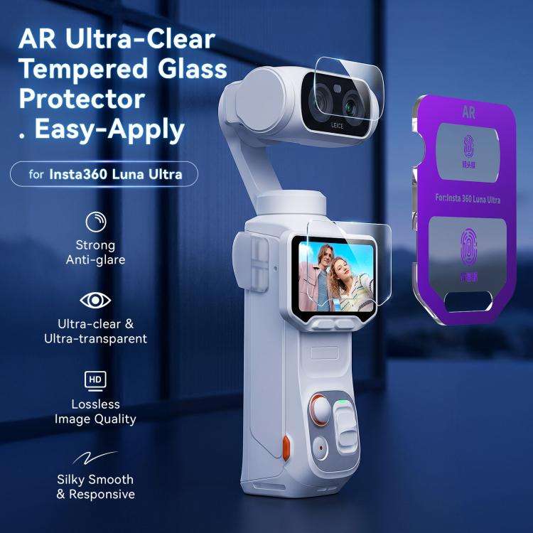 For Insta360 Luna Ultra aMagisn AR Tempered Glass Screen and Lens Protector 2 Sets