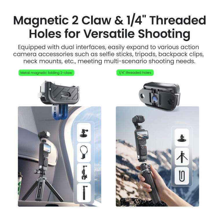 aMagisn Dual-Interface Quick Release Mount for DJI Pocket 4 / 3 Charging Mount