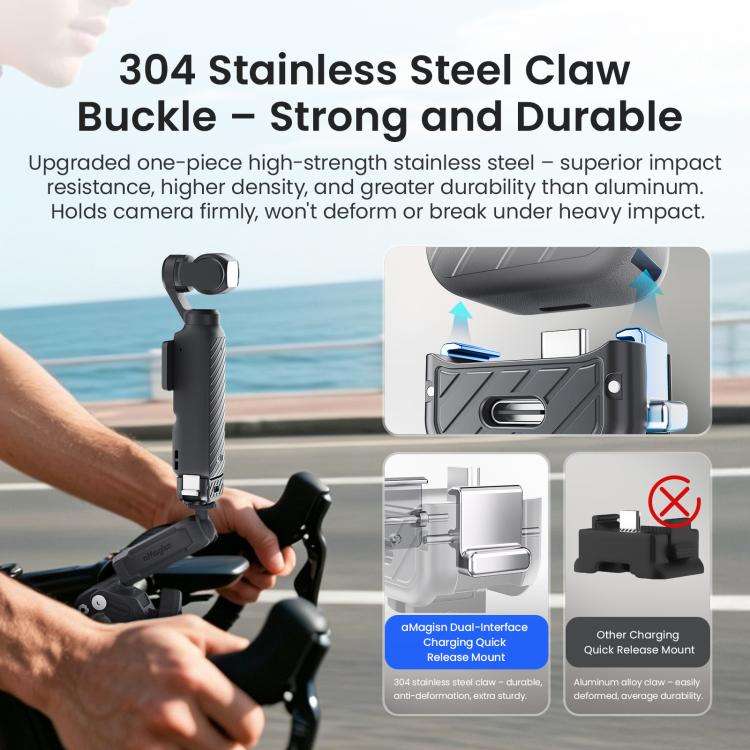 aMagisn Dual-Interface Quick Release Mount for DJI Pocket 4 / 3 Standard Mount