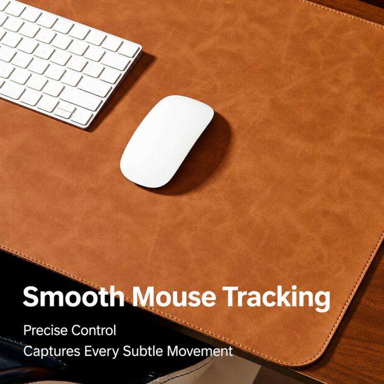 Crazy Horse Leather And Cork Desk Pad Stitched Edge Desk Mat With Matching Strap 80x40cm(Deep Grey)
