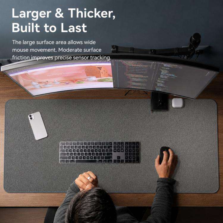 Linen Desk Pad Non Slip Rubber Keyboard Mouse Mat for Home Office Desktop Protector Stitched Edge...