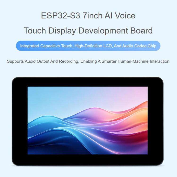 WAVESHARE ESP32-S3 7 Inch AI Voice Touch Display Development Board, 800 × 480 Resolution, 5-Poin...