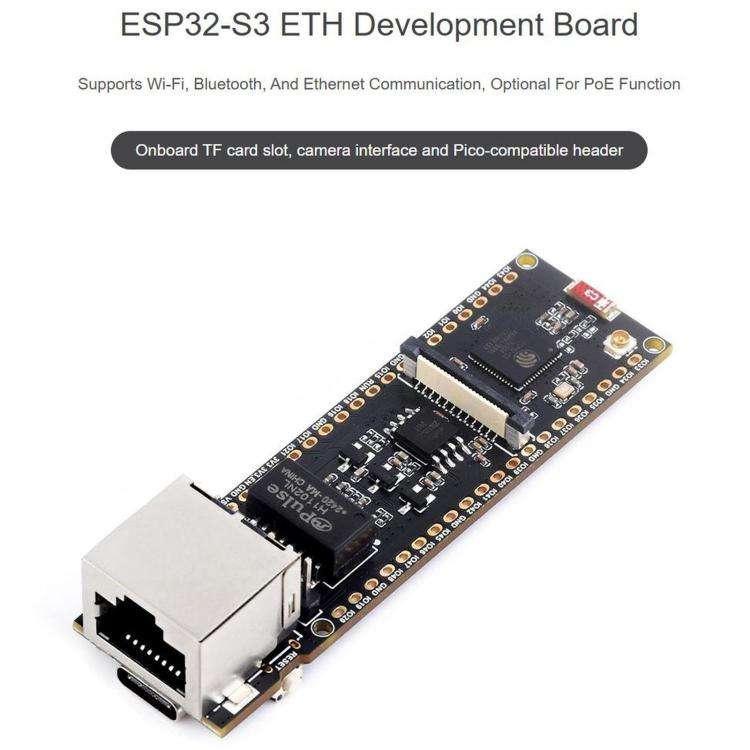 WAVESHARE ESP32-S3 ETH Development Board, 10/100Mbps RJ45 Ethernet Port, Wi-Fi & Bluetooth Suppor...