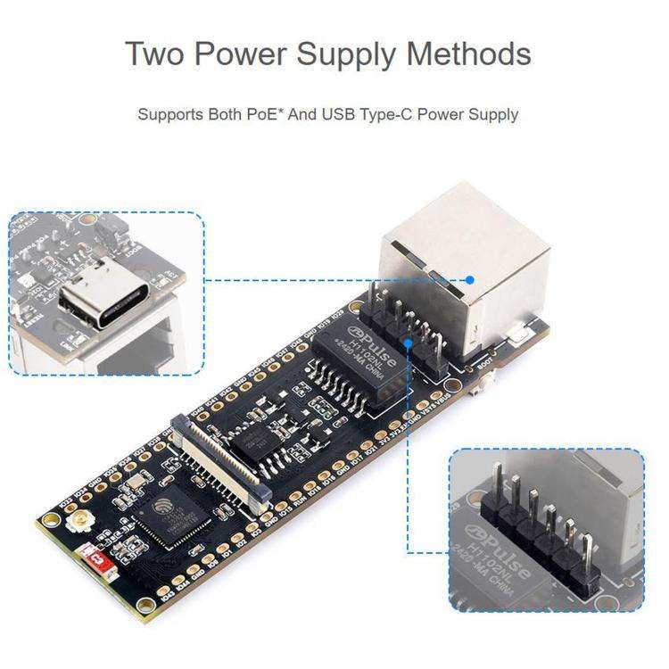 WAVESHARE ESP32-S3 ETH Development Board, 10/100Mbps RJ45 Ethernet Port, Wi-Fi & Bluetooth Suppor...