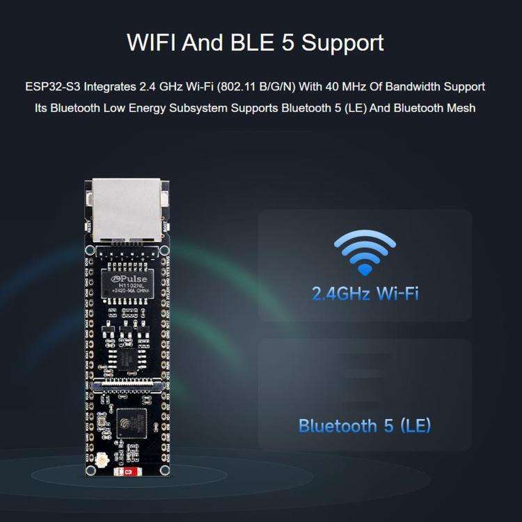 WAVESHARE ESP32-S3 ETH Development Board, 10/100Mbps RJ45 Ethernet Port, Wi-Fi & Bluetooth Suppor...
