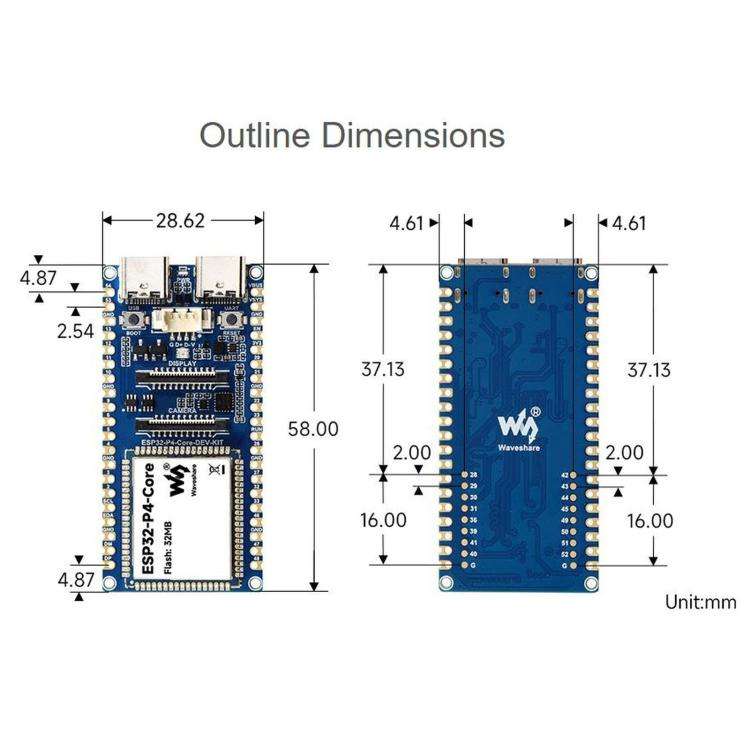 WAVESHARE ESP32-P4-Core Development Board, Equipped With RISC-V 32-Bit Dual-Core And Single-Core ...