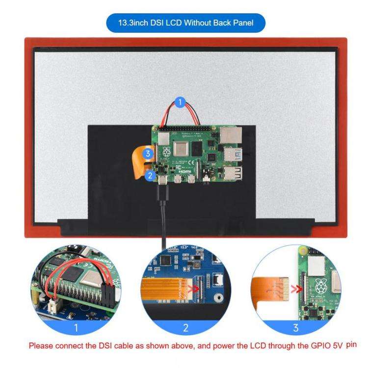 WAVESHARE 13.3 inch High Resolution DSI Capacitive Touch Display, 1920 × 1080, IPS, Toughened Gl...