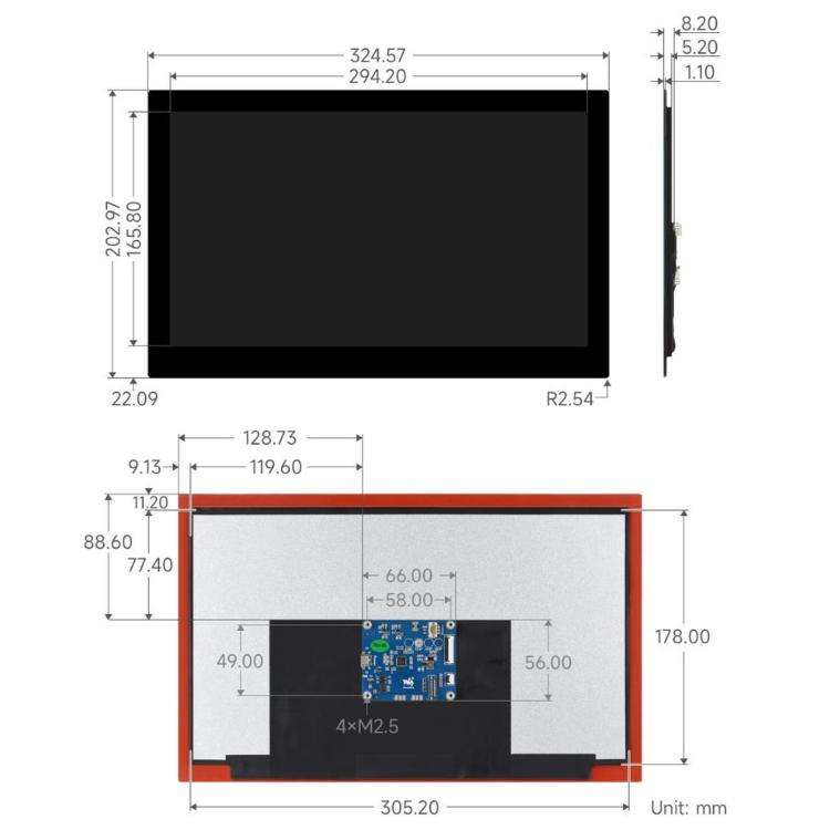 WAVESHARE 13.3 inch High Resolution DSI Capacitive Touch Display, 1920 × 1080, IPS, Toughened Gl...