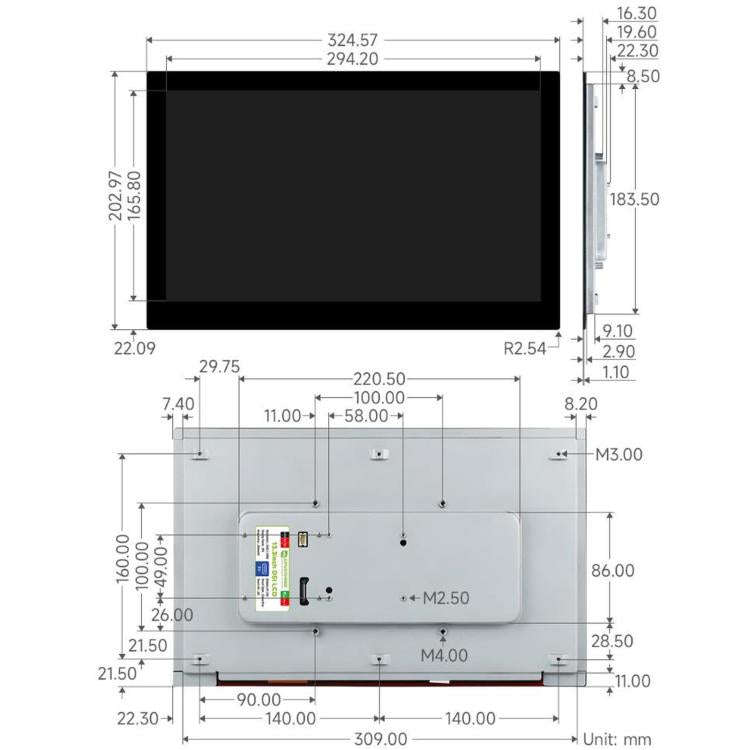 WAVESHARE 13.3 inch High Resolution DSI Capacitive Touch Display, 1920 × 1080, IPS, Toughened Gl...