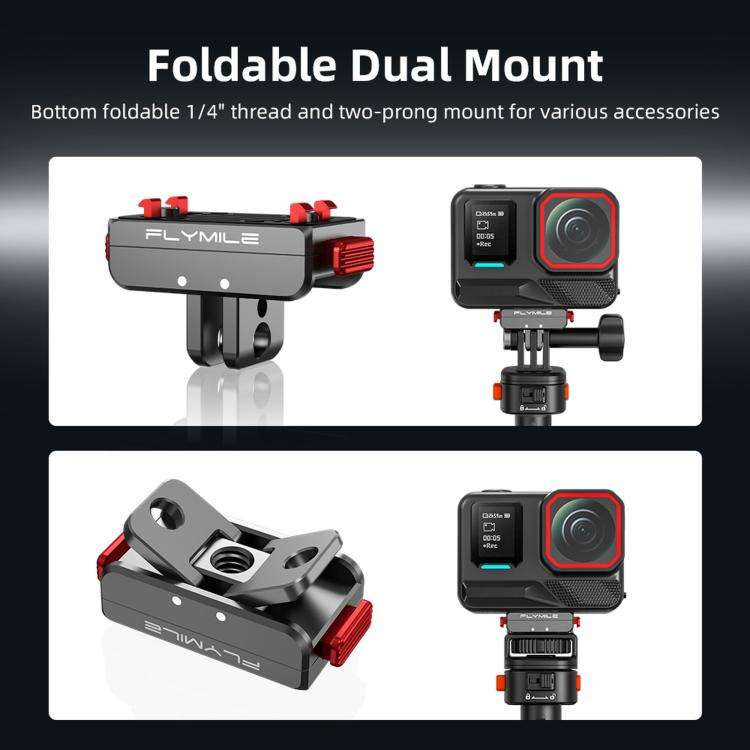 For Insta360 Ace Pro 2 / X5 Flymile Locking Extension Adapter Magnetic Quick Release Base(Aluminu...