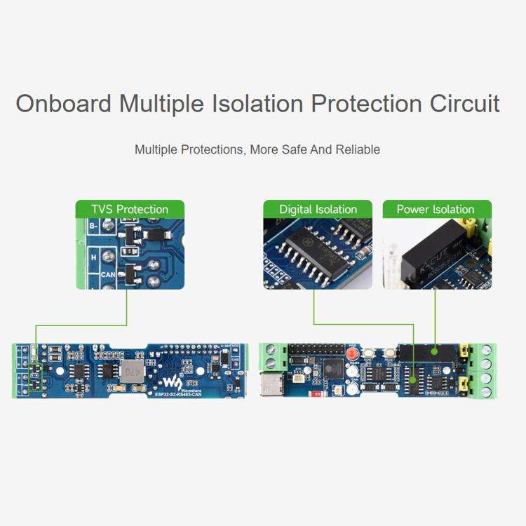 Waveshare Industrial ESP32-S3 Control Board With RS485 And CAN Communication Interfaces External ...