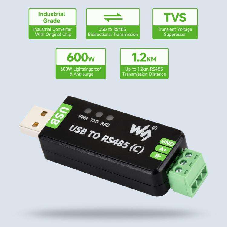 Waveshare 34620 USB To RS485 C Industrial Grade Isolated Bidirectional Converter