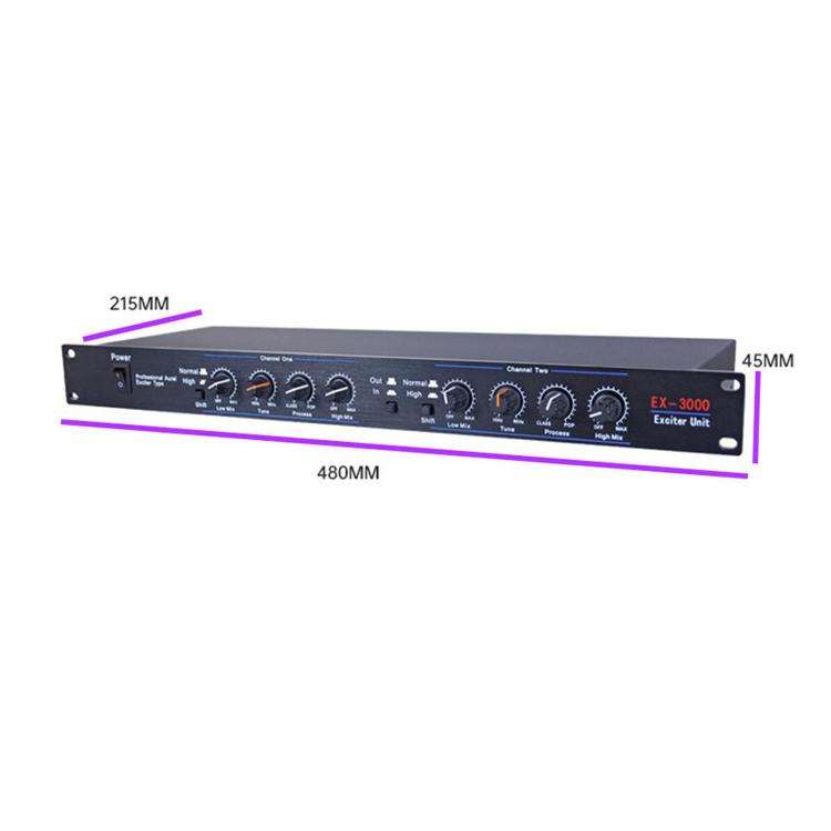 EX3000 Professional Aural Exciter Dual-Channel 1U Rackmount Audio Processor With DSP Reverb, EU Plug