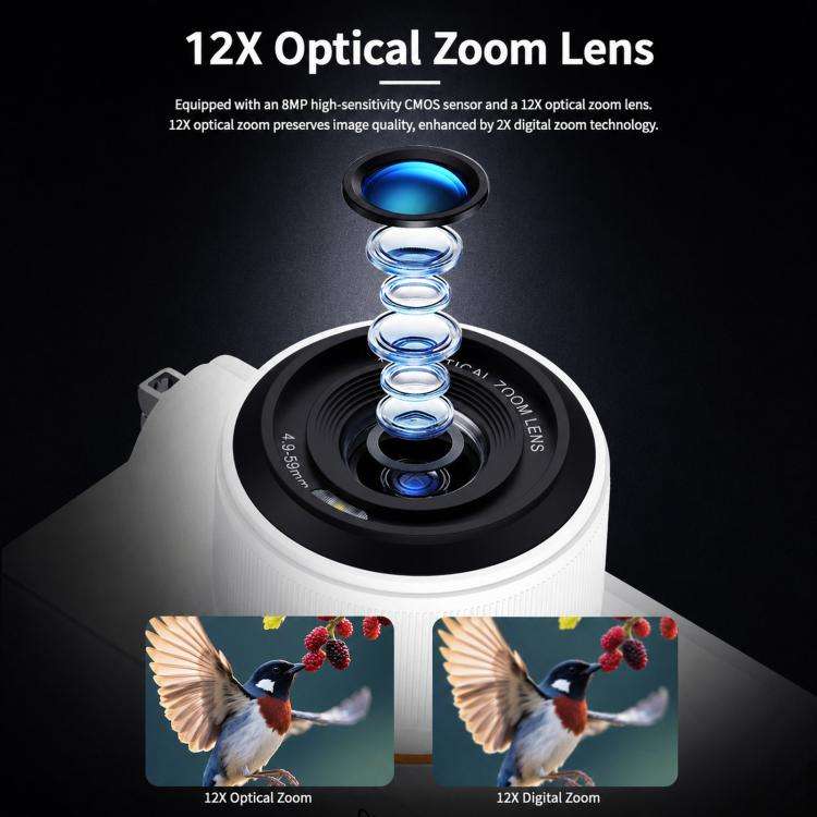 4K 72MP 12X Optical Zoom Digital Camera With 3.0-Inch Flip Screen And WiFi Beginner Vlogging Came...