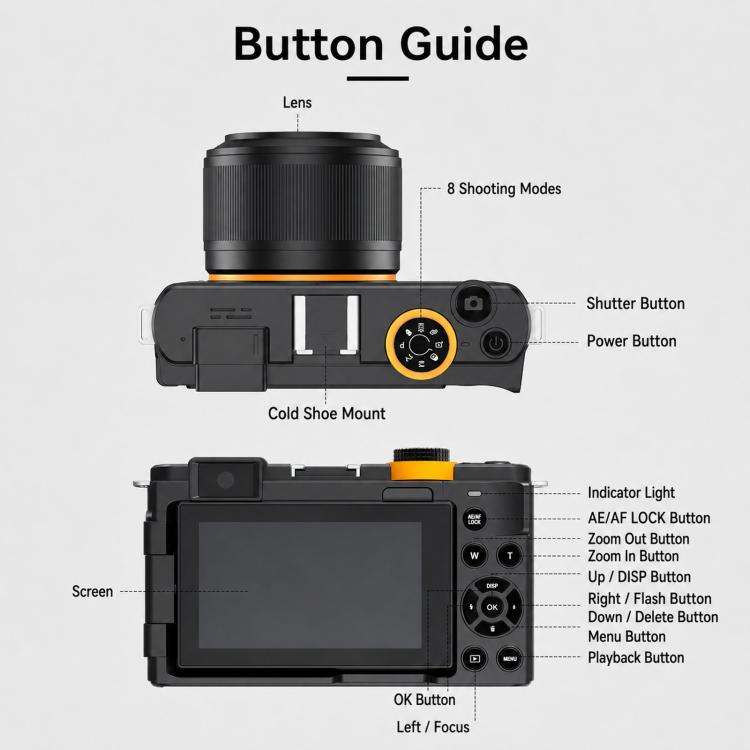 4K 72MP 12X Optical Zoom Digital Camera With 3.0-Inch Flip Screen And WiFi Beginner Vlogging Came...