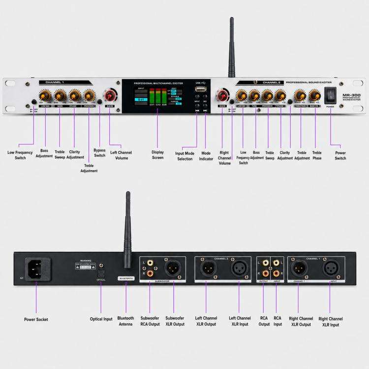 MP-300 Professional Audio Exciter Pre-Processor With Bluetooth USB Optical Input For KTV Stage UK...