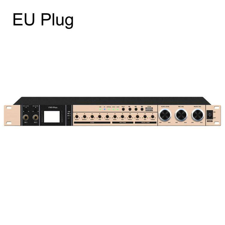 FX9plus Digital Karaoke Pre-Amplifier With Bluetooth USB DSP Reverb Effect Processor EU Plug(Gold)