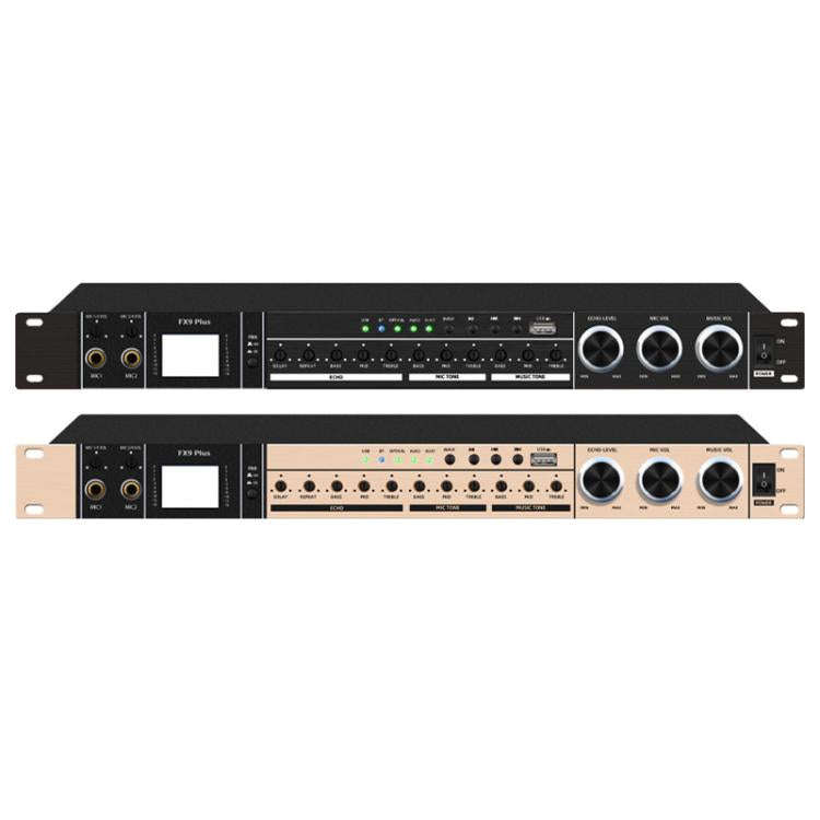 FX9plus Digital Karaoke Pre-Amplifier With Bluetooth USB DSP Reverb Effect Processor UK Plug(Gold)