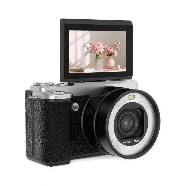 5K 18X Zoom Vlogging Camera With 180-Degree Flip Screen Dual Lens 80MP Digital Camera 32GB Card(B...