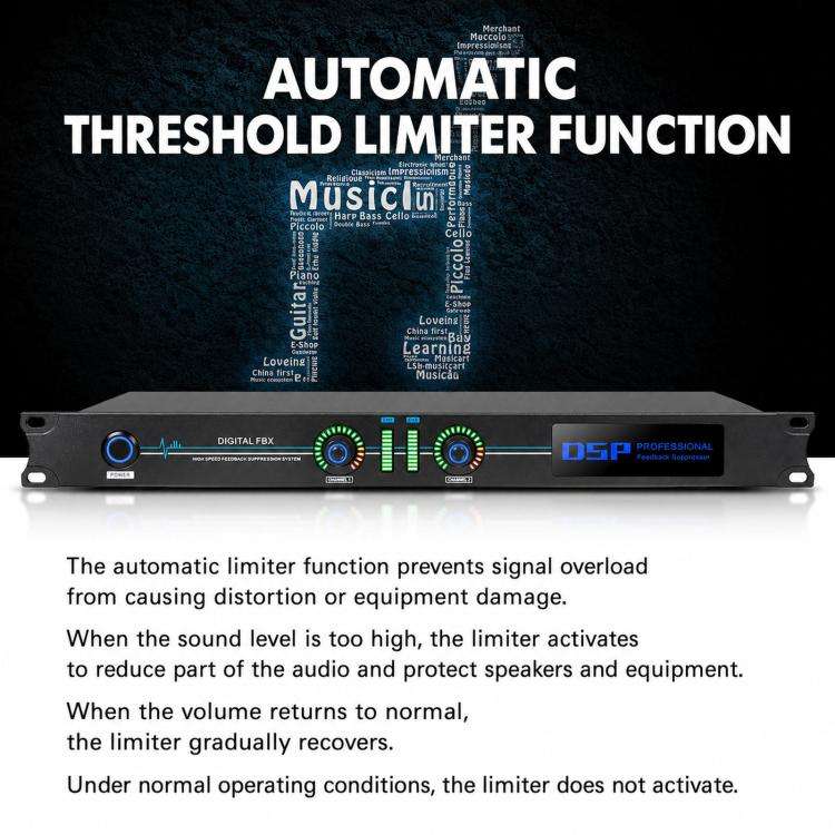 FBX220 DSP Digital Feedback Suppressor Professional Anti-Howling Processor For Microphones(UK Plug)