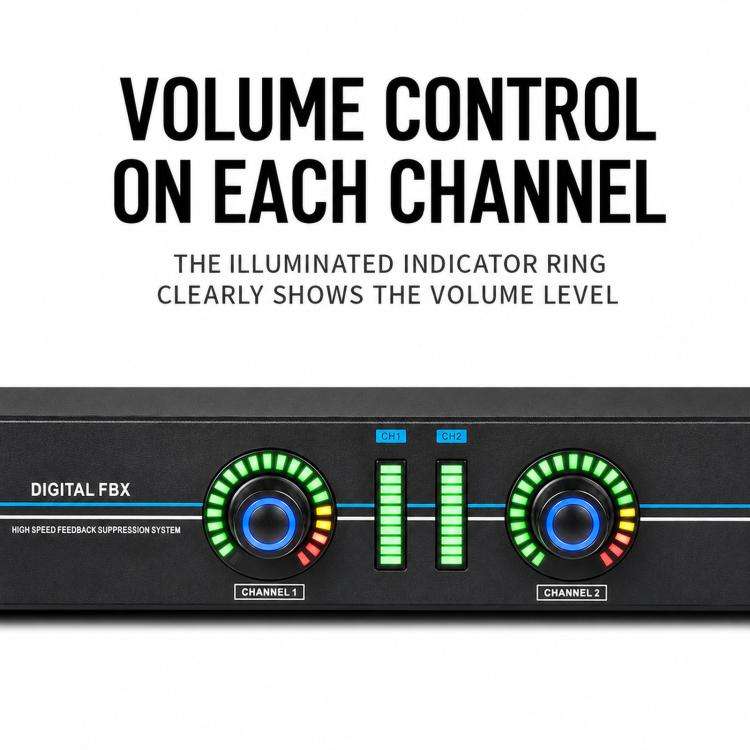 FBX220 DSP Digital Feedback Suppressor Professional Anti-Howling Processor For Microphones(UK Plug)