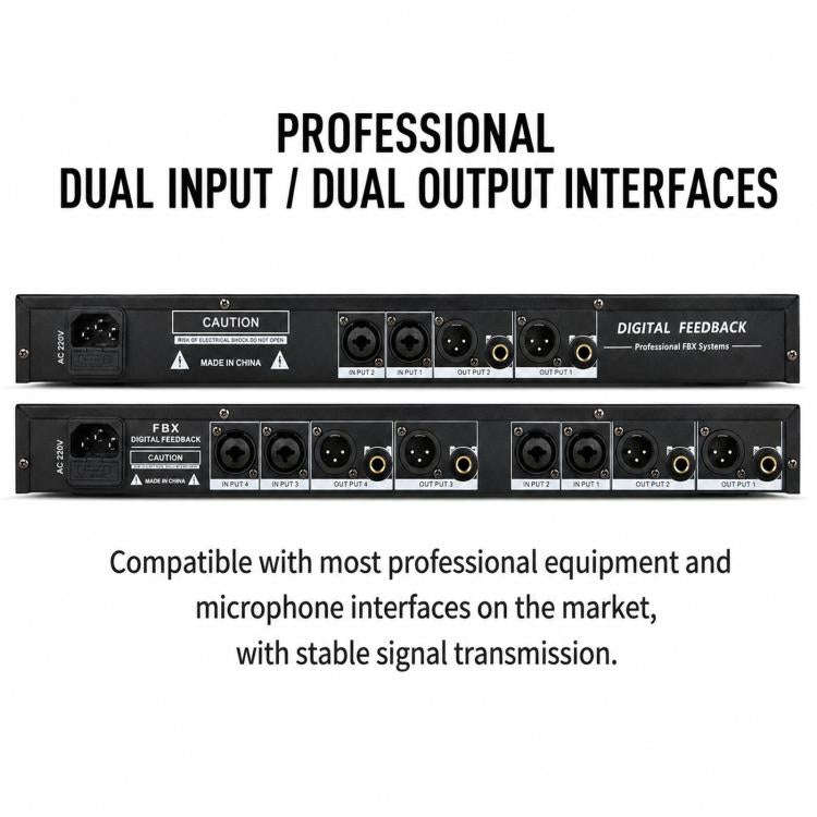 FBX220 DSP Digital Feedback Suppressor Professional Anti-Howling Processor For Microphones(US Plug)
