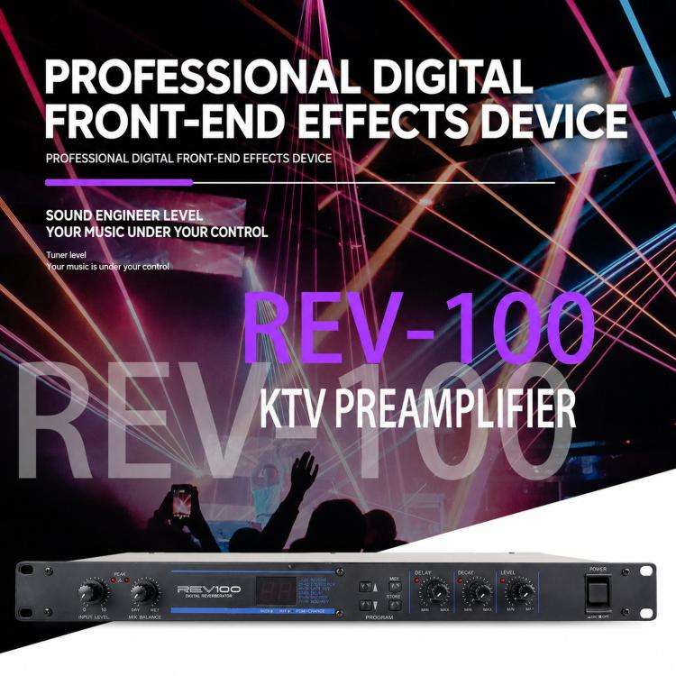 REV100 Professional Digital Reverb Effects Processor Stereo Delay Reverberator For Stage & Studio...