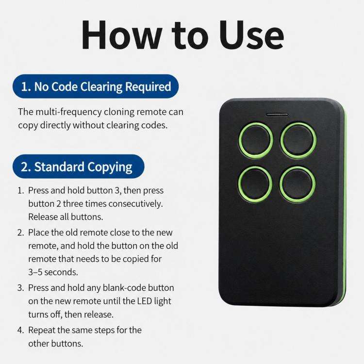 280-868MHz For HCS301 Garage Roller Door Wireless Copy Remote Control(Blue)