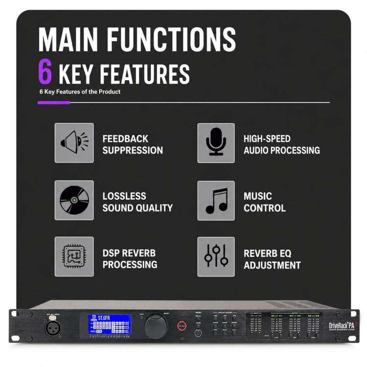 PA2 Digital Audio Processor Speaker Management System 2 Input 6 Output Crossover DSP US Plug