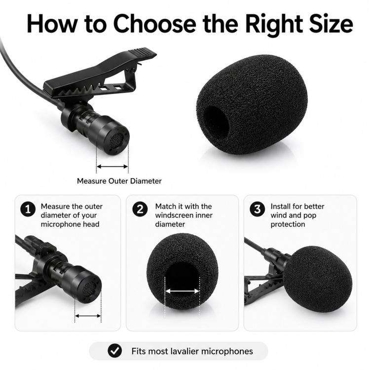 Microphone Foam Cover Universal Headset Lapel Lavalier Mic Windscreen Sponge Pop Filter, Size: 31...