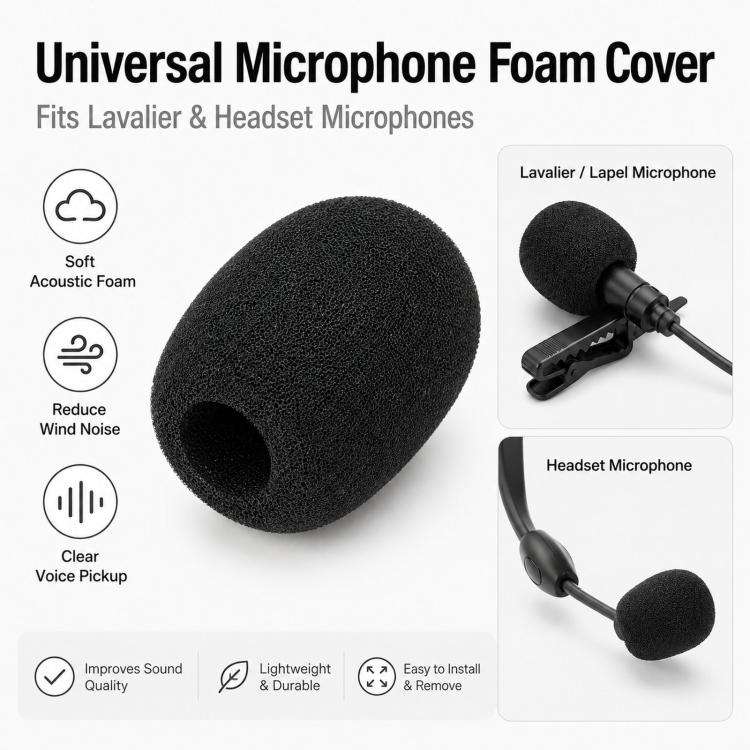 Microphone Foam Cover Universal Headset Lapel Lavalier Mic Windscreen Sponge Pop Filter, Size: 31...