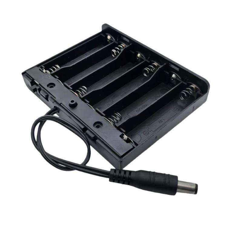 6 AA 9V Battery Holder with Cover and ON/OFF Switch Double A Battery Case with 5.5mm x 2.1mm DC M...