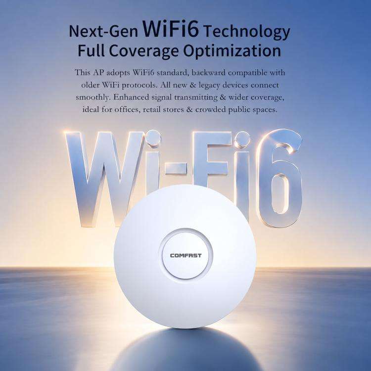 COMFAST CF-E392AX WiFi 6 Access Point AX3000 High-Power Ceiling AP With Dual Gigabit Ethernet Por...