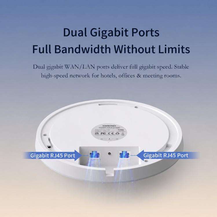 COMFAST CF-E392AX WiFi 6 Access Point AX3000 High-Power Ceiling AP With Dual Gigabit Ethernet Por...