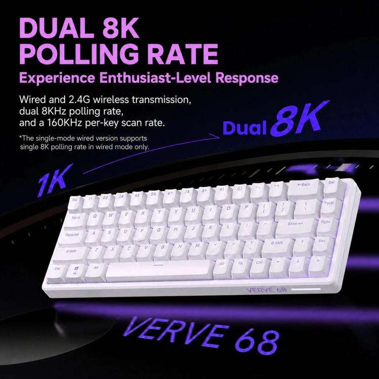 MONSGEEK Verve 68 ARGB 2-Layer Keycaps Magnetic Switch Keyboard E-Sports Gaming Mechanical Keyboa...