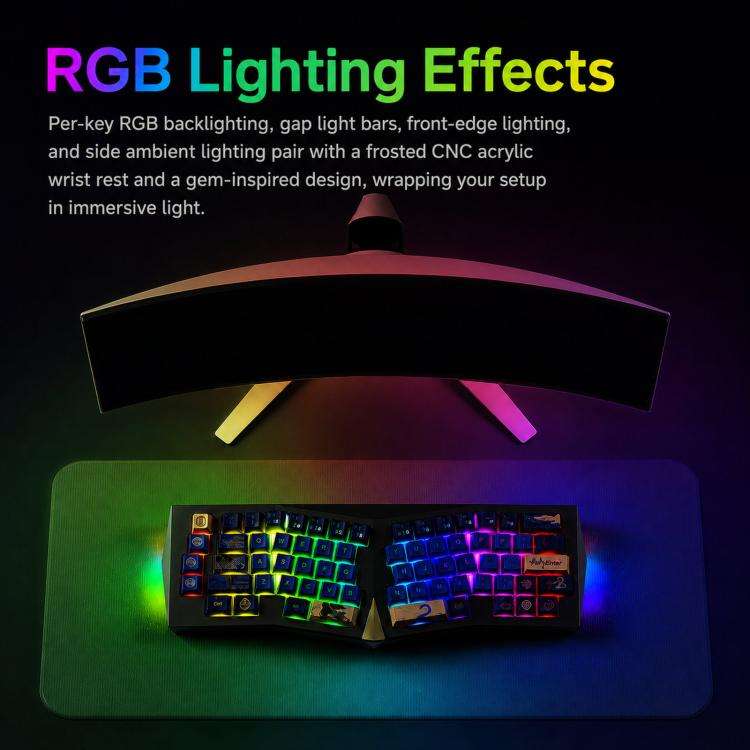 AKKO Armor Alice 3-Mode Ergonomic Mechanical Keyboard Aluminum Alloy Quick Release Keyboard(Black)