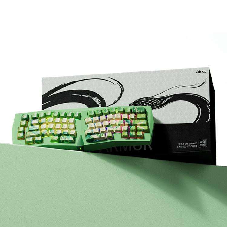 AKKO Armor Alice 3-Mode Ergonomic Mechanical Keyboard Aluminum Alloy Quick Release Keyboard(White)
