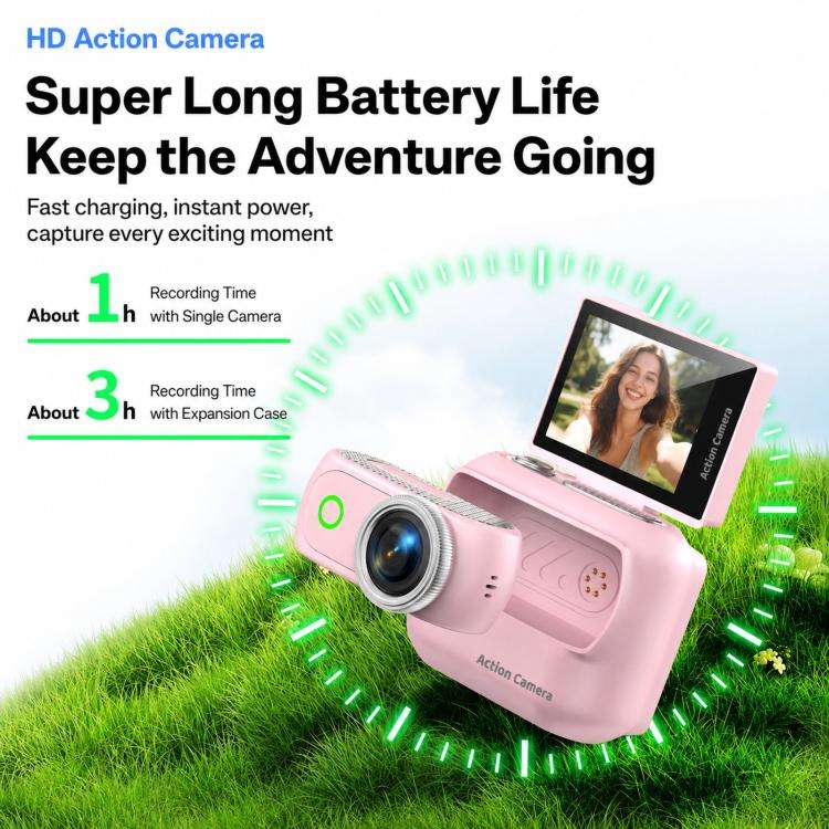 1080P Mini Thumb Action Camera with 2.0-inch Flip Screen Magnetic Wearable Body Cam & Charging Ca...