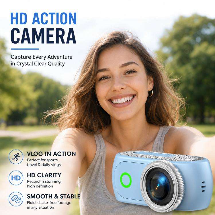 1080P Mini Thumb Action Camera with 2.0-inch Flip Screen Magnetic Wearable Body Cam & Charging Ca...