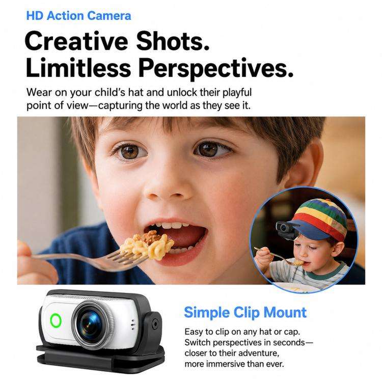 1080P Mini Thumb Action Camera with 2.0-inch Flip Screen Magnetic Wearable Body Cam & Charging Ca...